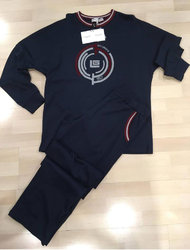 Homewear Σετ U-Neck 100% Cotton Μπλέ