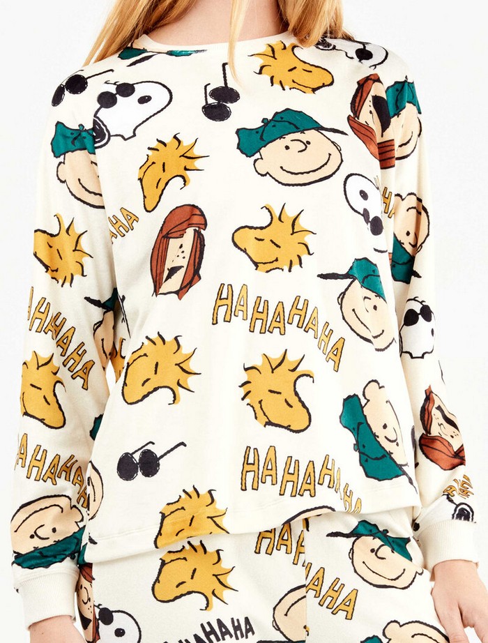 Σετ Πιτζάμα Snoopy με U-Neck Fleece