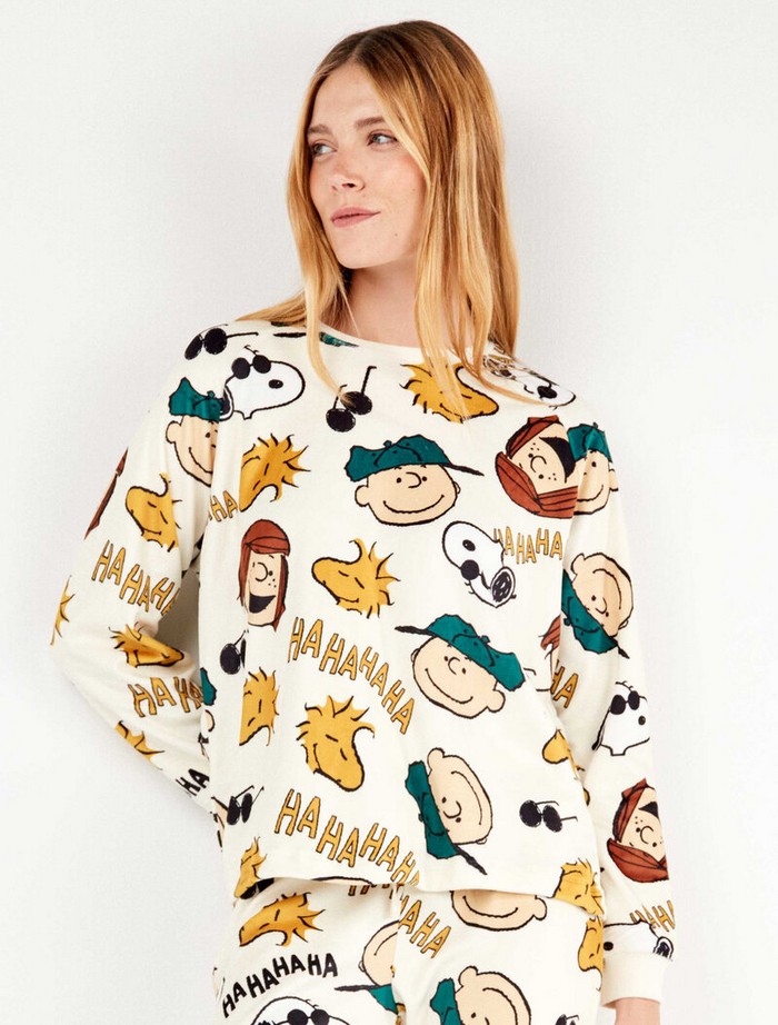 Σετ Πιτζάμα Snoopy με U-Neck Fleece