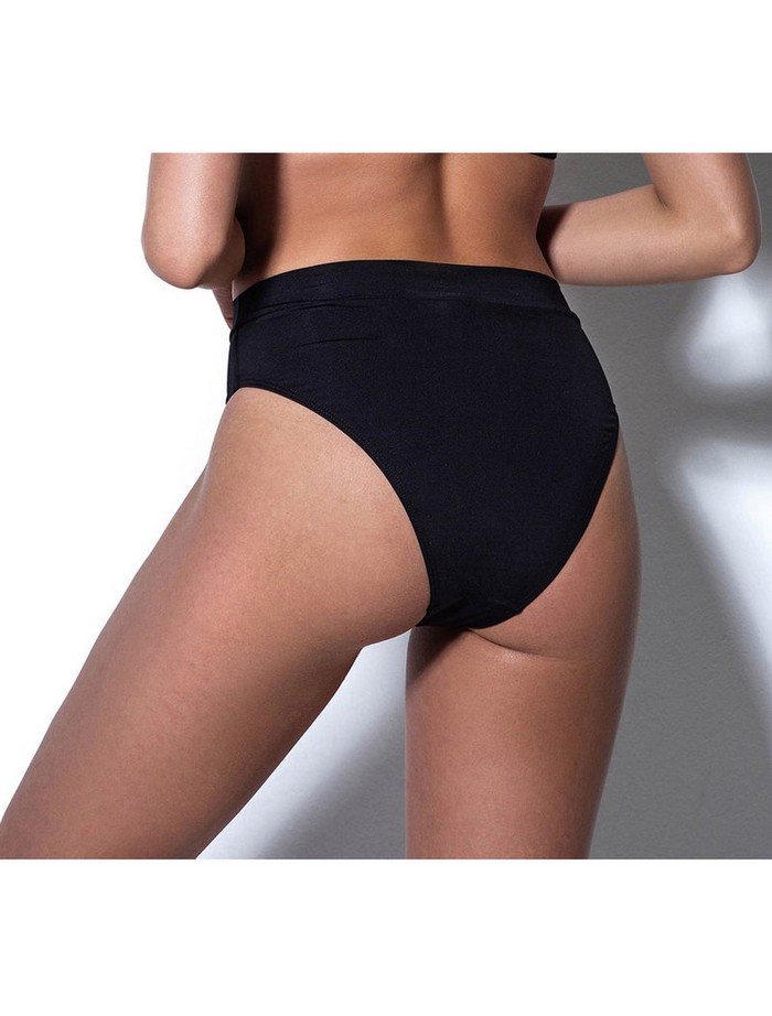 Μαγιό Slip Ψηλόμεσο, Bottom Mαύρο