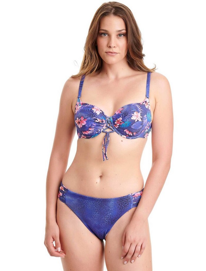 Μαγιό με Μπανέλα Ενισχυμένο CUP-D & Slip Brief Φαρδύ Palm Rose