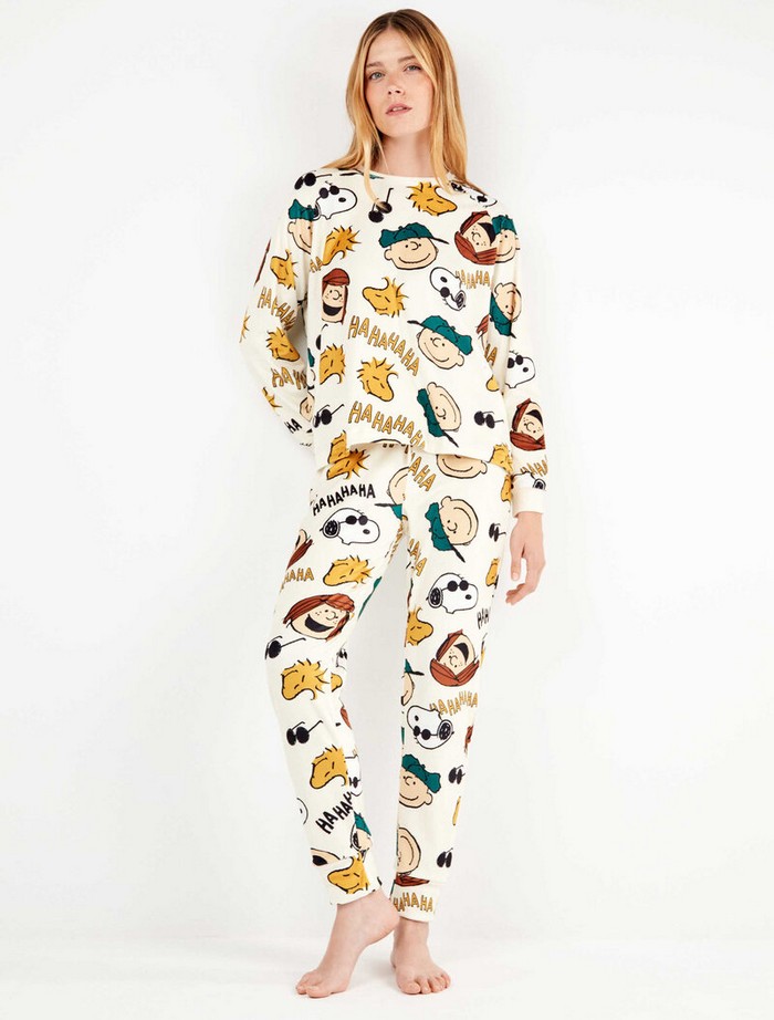 Σετ Πιτζάμα Snoopy με U-Neck Fleece