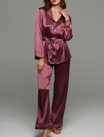 Homewear Σετ Satin με κουμπιά Mauve Grape