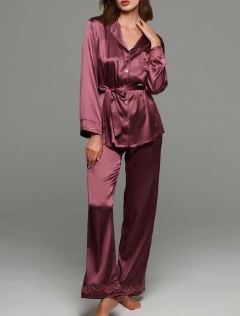 Homewear Σετ Satin με κουμπιά Mauve Grape