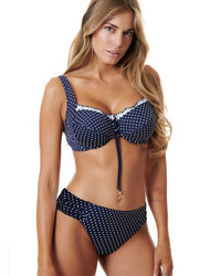 Σετ Μαγιο με Μπανέλα CUP-F Πουά, Top & Slip Brief Φαρδύ, Bottom
