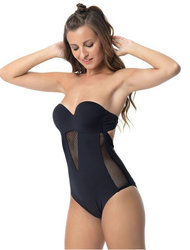 Μαγιό Ολόσωμο Strapless με Διαφάνειες