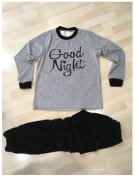 Σετ Πιτζάμα U-Neck Βελούδο Good Night 80% Cotton