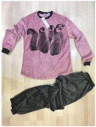 Σετ Πιτζάμα U-Neck Fleece Penguins 100% Polyester