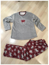 Σετ Πιτζάμα U-Neck Fleece Heart 100% Polyester