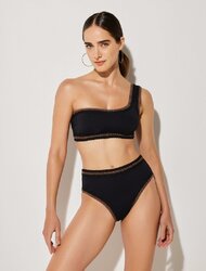 Μαγιό Crop Top One Shouder & Monokini High Waist BLACK